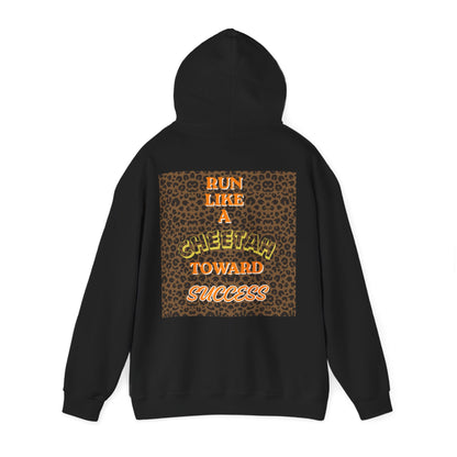 Minimalist Motivational Hoodie — “Move Like a Cheetah Toward Success” Leopard Print Motivational Hoodie