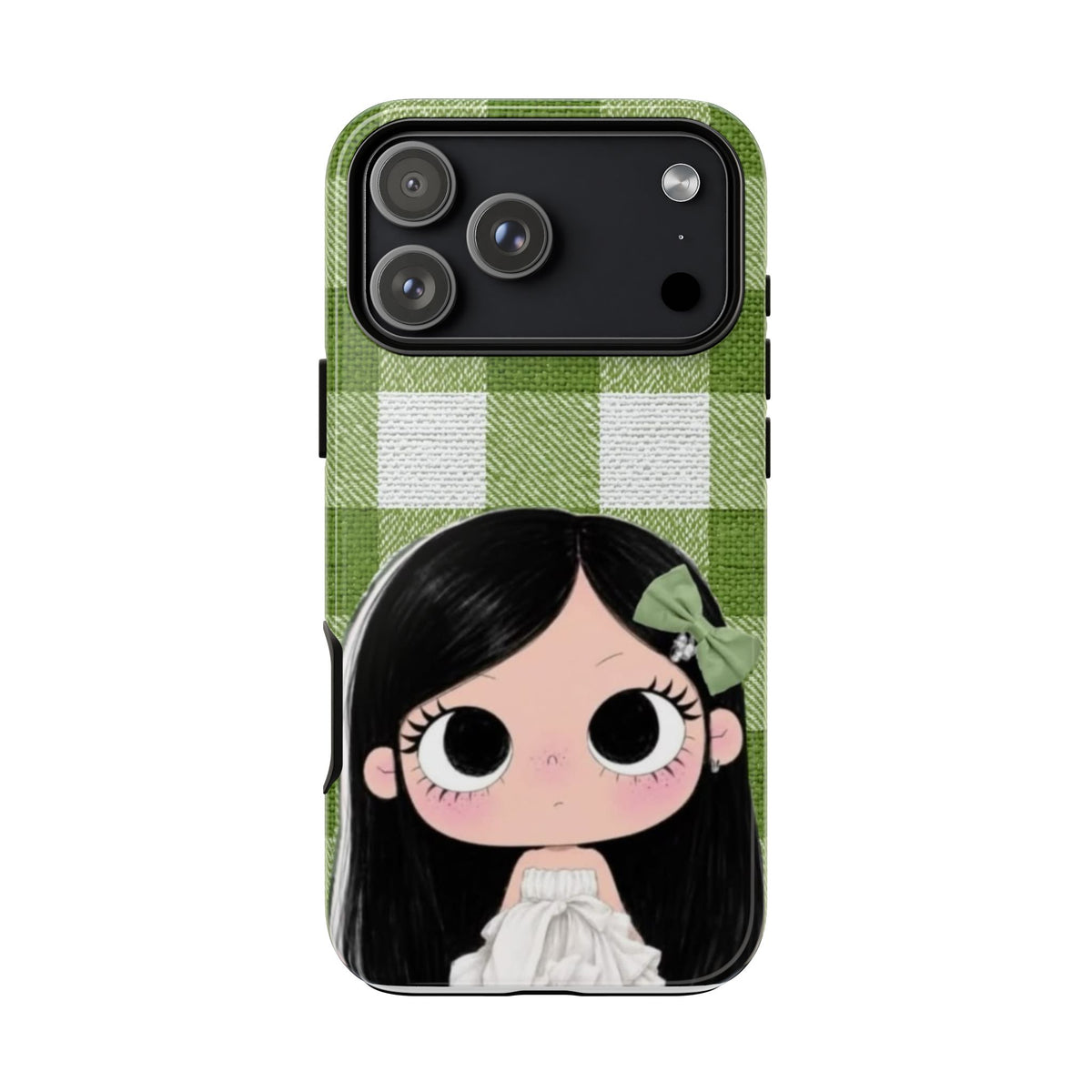 Cute Girl Green Buffalo Plaid Phone Case — 'Tough Cases' Protective i phone18Cover