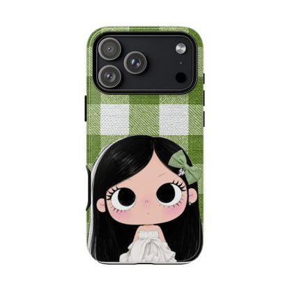 Cute Girl Green Buffalo Plaid Phone Case — 'Tough Cases' Protective i phone18Cover