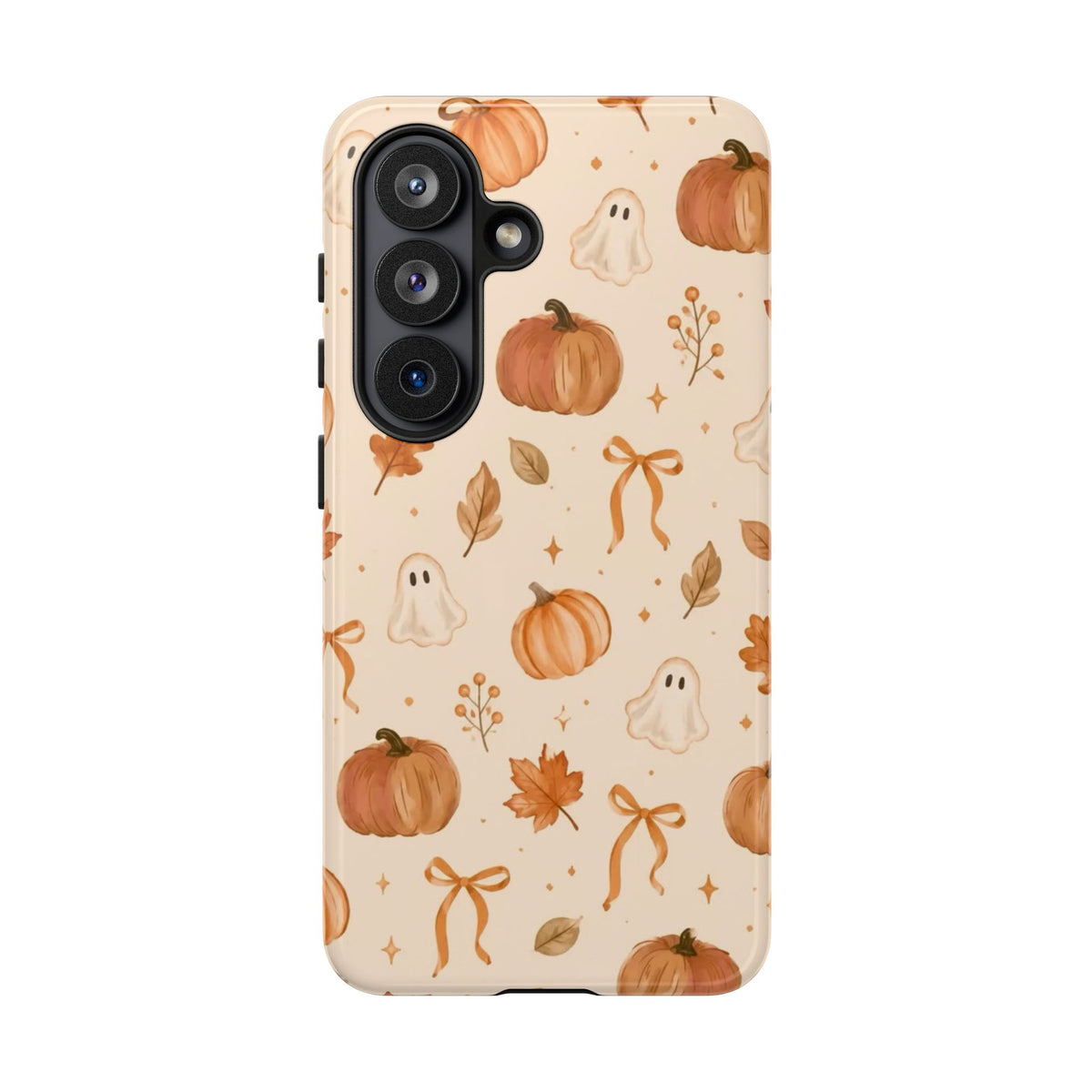 Minimalist_Autumn Pumpkin & Ghost Phone Case — Cute Fall Pattern