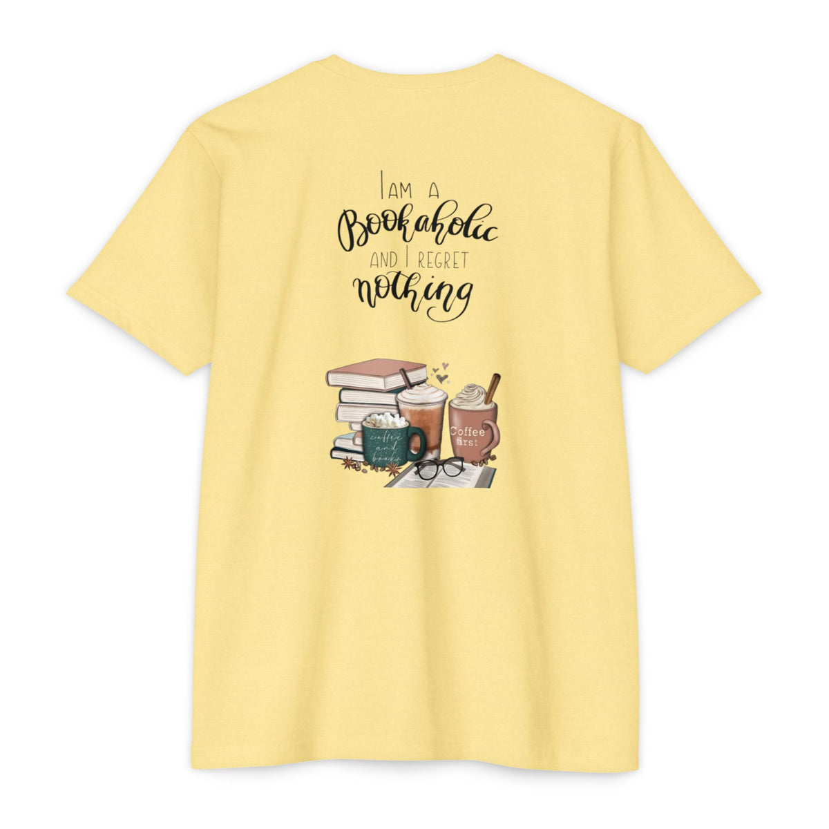 MINIMALIST|Bookaholic T-Shirt — "I am a Bookaholic and Regret Nothing" Illustrated Reading Tee