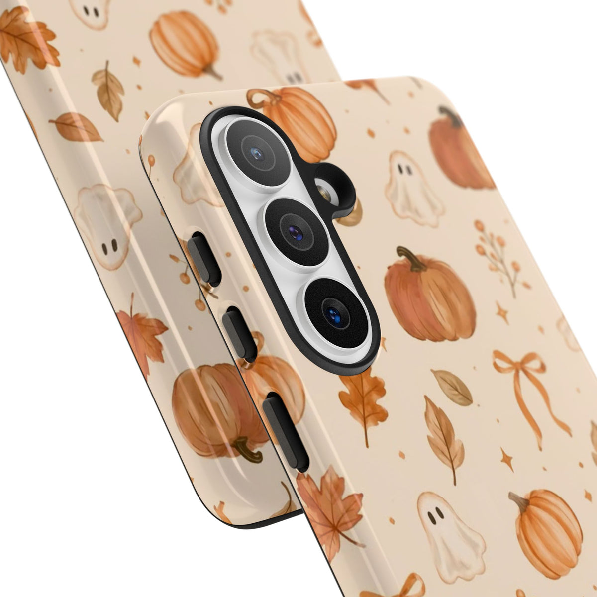 Minimalist_Autumn Pumpkin & Ghost Phone Case — Cute Fall Pattern