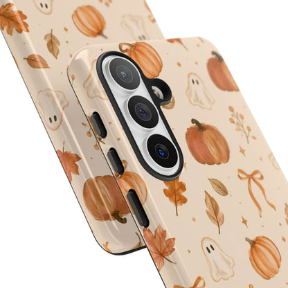 Minimalist_Autumn Pumpkin & Ghost Phone Case — Cute Fall Pattern