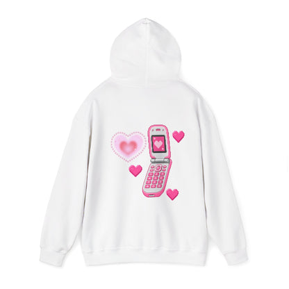 Copy of Minimalist Retro_Pink Flip Phone Heart Hoodie Pure_Nostalgia