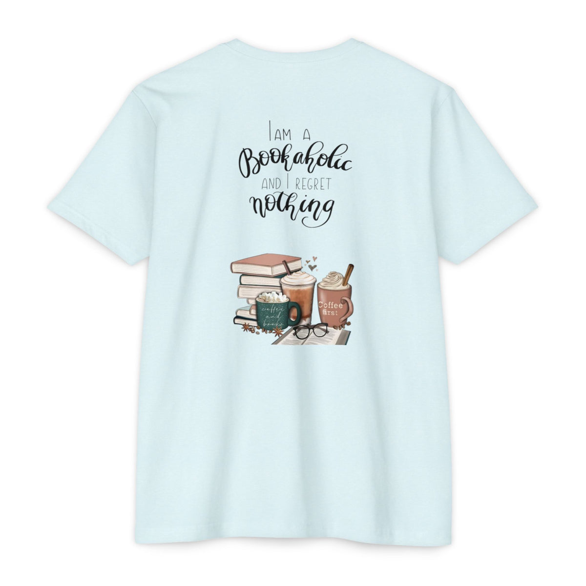 MINIMALIST|Bookaholic T-Shirt — "I am a Bookaholic and Regret Nothing" Illustrated Reading Tee