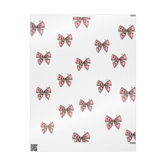 Pink Polka Bow Wrapping Paper — Cute Gift Wrap for Birthdays & Baby Showers