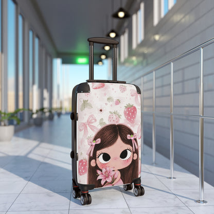 Copy of Cute Red Plaid Suitcase – Girl with Tulip Cute Travel Luggage