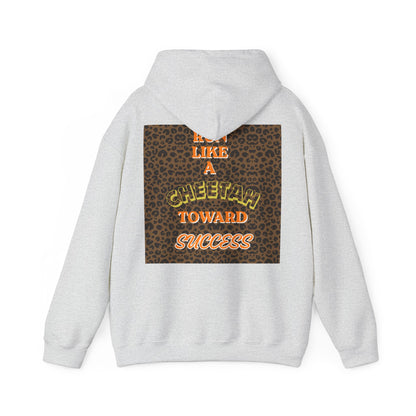 Minimalist Motivational Hoodie — “Move Like a Cheetah Toward Success” Leopard Print Motivational Hoodie