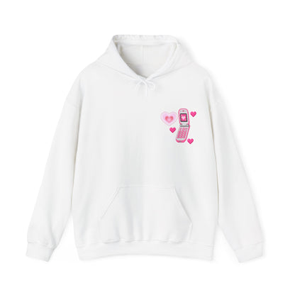 Copy of Minimalist Retro_Pink Flip Phone Heart Hoodie Pure_Nostalgia