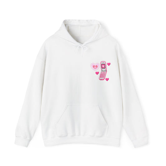 Copy of Minimalist Retro_Pink Flip Phone Heart Hoodie Pure_Nostalgia
