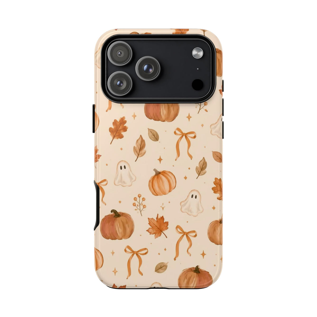 Minimalist_Autumn Pumpkin & Ghost Phone Case — Cute Fall Pattern