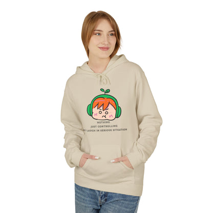 MINIMALIST & AESTHETIC |Hoodie — Cute Anime Girl with Headphones "Nothing, Just Controlling My Laugh" Graphic