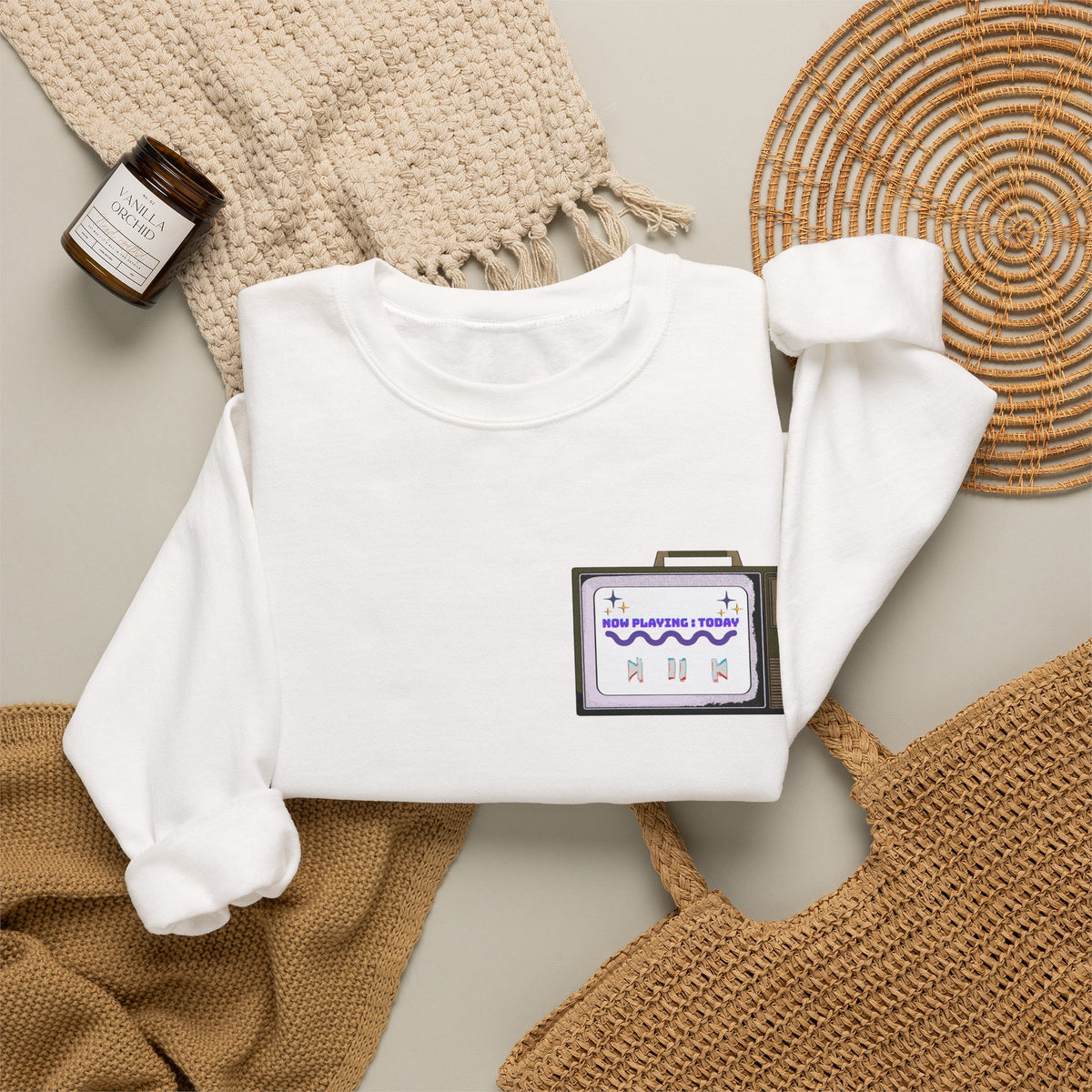 Viral Retro TV 'Now Playing Today' Crewneck Sweatshirt