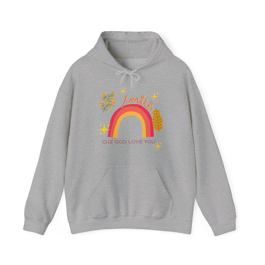 Copy of Vintage Rainbow 'Smile Cuz God Love You' Hoodie — Inspirational Christian Sweatshirt