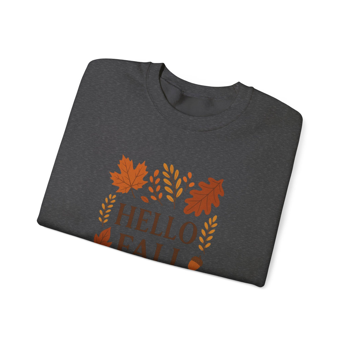 Hello Fall Crewneck Sweatshirt – Autumn Leaves Graphic Pullover