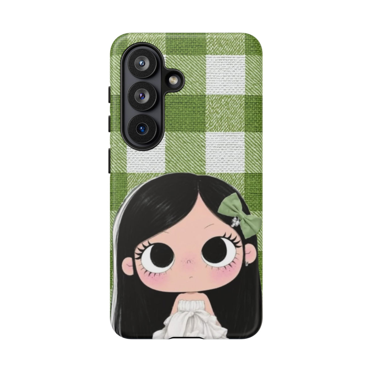Cute Girl Green Buffalo Plaid Phone Case — 'Tough Cases' Protective i phone18Cover