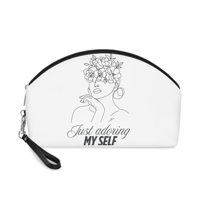 Minimalist  makeup lover Makeup Bag — "Just Adoring My Self" Floral Line Art Cosmetic Pouch