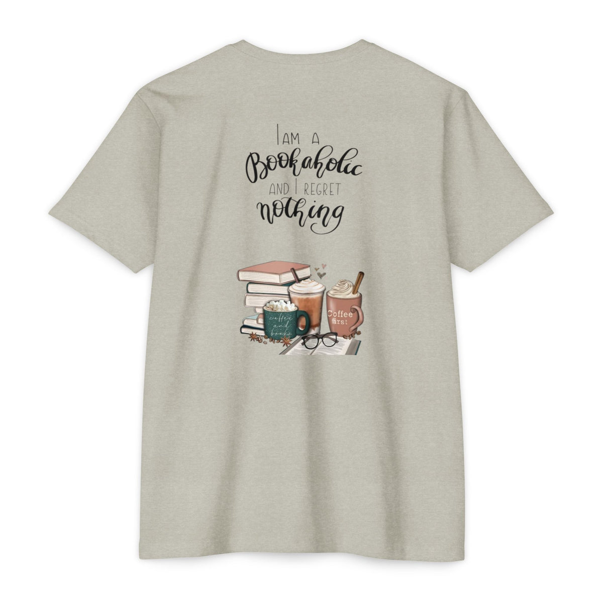 MINIMALIST|Bookaholic T-Shirt — "I am a Bookaholic and Regret Nothing" Illustrated Reading Tee