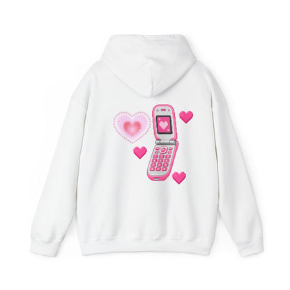 Copy of Minimalist Retro_Pink Flip Phone Heart Hoodie Pure_Nostalgia