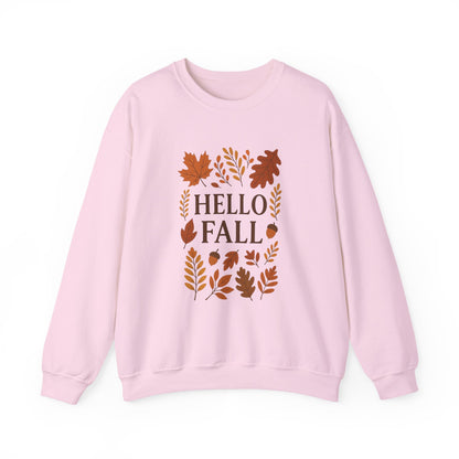 Hello Fall Crewneck Sweatshirt – Autumn Leaves Graphic Pullover