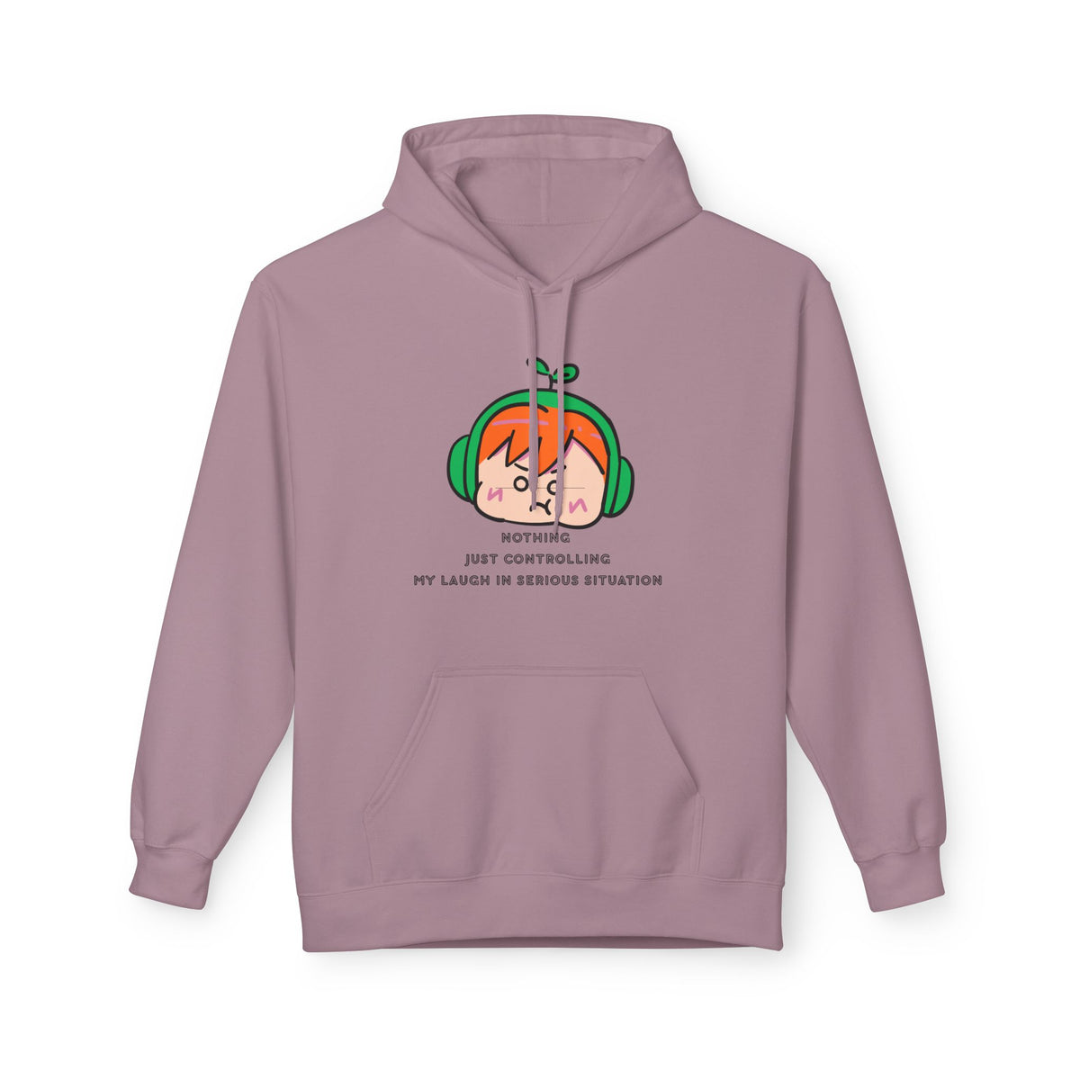 MINIMALIST & AESTHETIC |Hoodie — Cute Anime Girl with Headphones "Nothing, Just Controlling My Laugh" Graphic