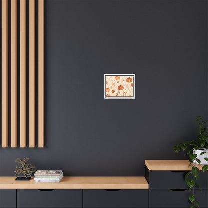 MINIMALIST| Wall art, Autumn Pumpkin & Ghost Framed Canvas — Halloween Fall Wall Art
