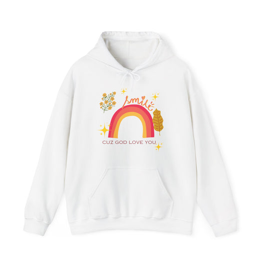 Copy of Vintage Rainbow 'Smile Cuz God Love You' Hoodie — Inspirational Christian Sweatshirt