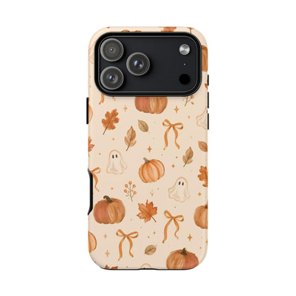 Minimalist_Autumn Pumpkin & Ghost Phone Case — Cute Fall Pattern