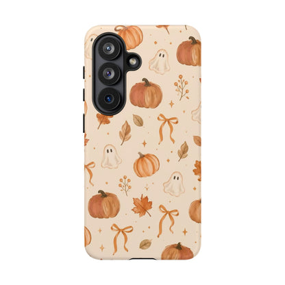 Minimalist_Autumn Pumpkin & Ghost Phone Case — Cute Fall Pattern