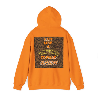 Minimalist Motivational Hoodie — “Move Like a Cheetah Toward Success” Leopard Print Motivational Hoodie