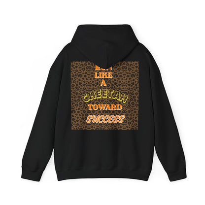 Minimalist Motivational Hoodie — “Move Like a Cheetah Toward Success” Leopard Print Motivational Hoodie