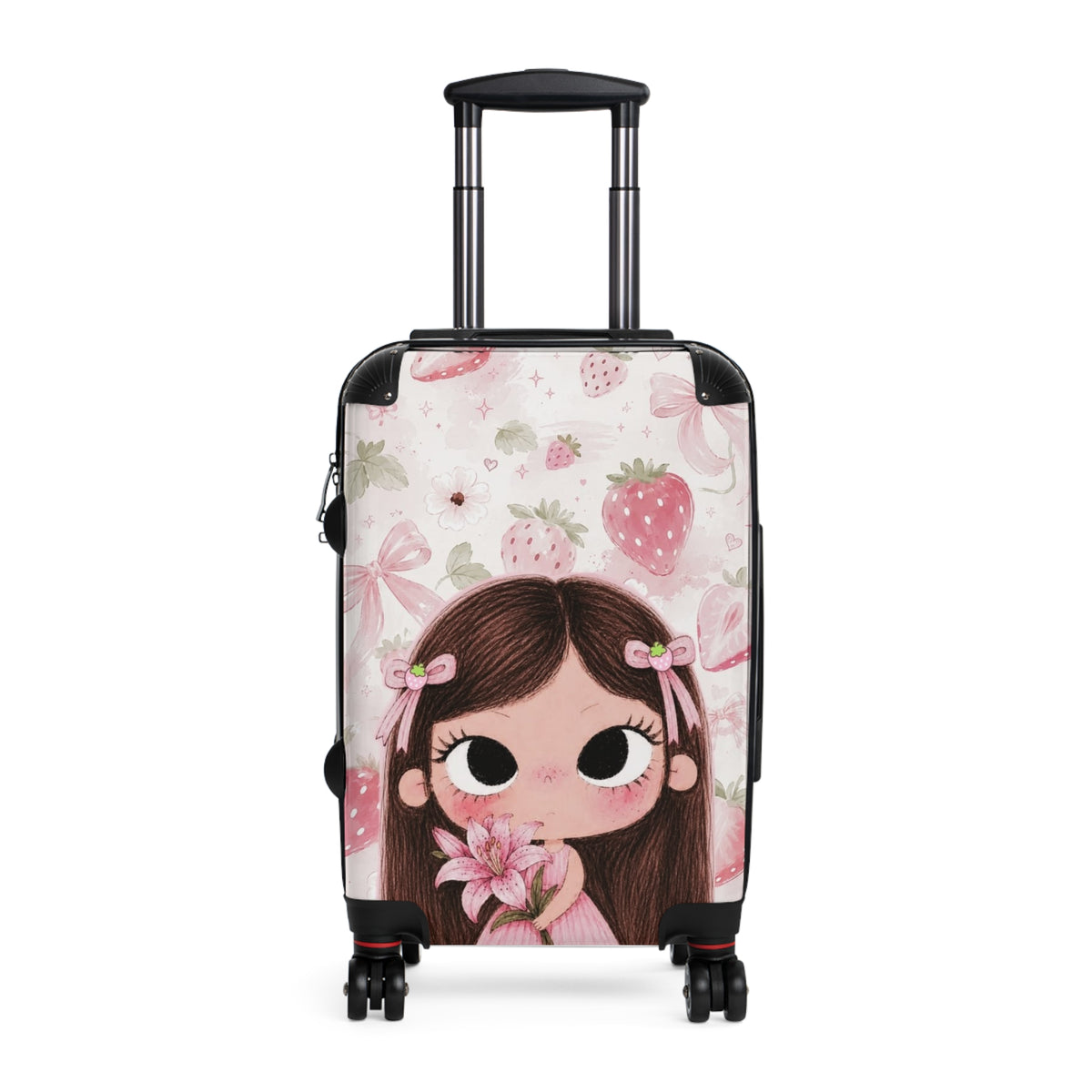 Copy of Cute Red Plaid Suitcase – Girl with Tulip Cute Travel Luggage