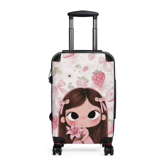 Copy of Cute Red Plaid Suitcase – Girl with Tulip Cute Travel Luggage