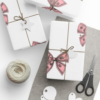 Pink Polka Bow Wrapping Paper — Cute Gift Wrap for Birthdays & Baby Showers