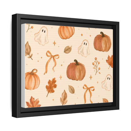 MINIMALIST| Wall art, Autumn Pumpkin & Ghost Framed Canvas — Halloween Fall Wall Art