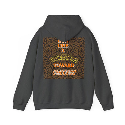 Minimalist Motivational Hoodie — “Move Like a Cheetah Toward Success” Leopard Print Motivational Hoodie