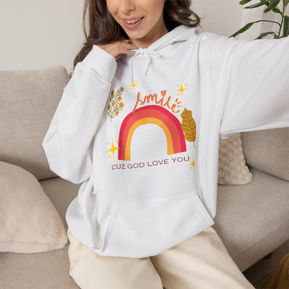 Copy of Vintage Rainbow 'Smile Cuz God Love You' Hoodie — Inspirational Christian Sweatshirt