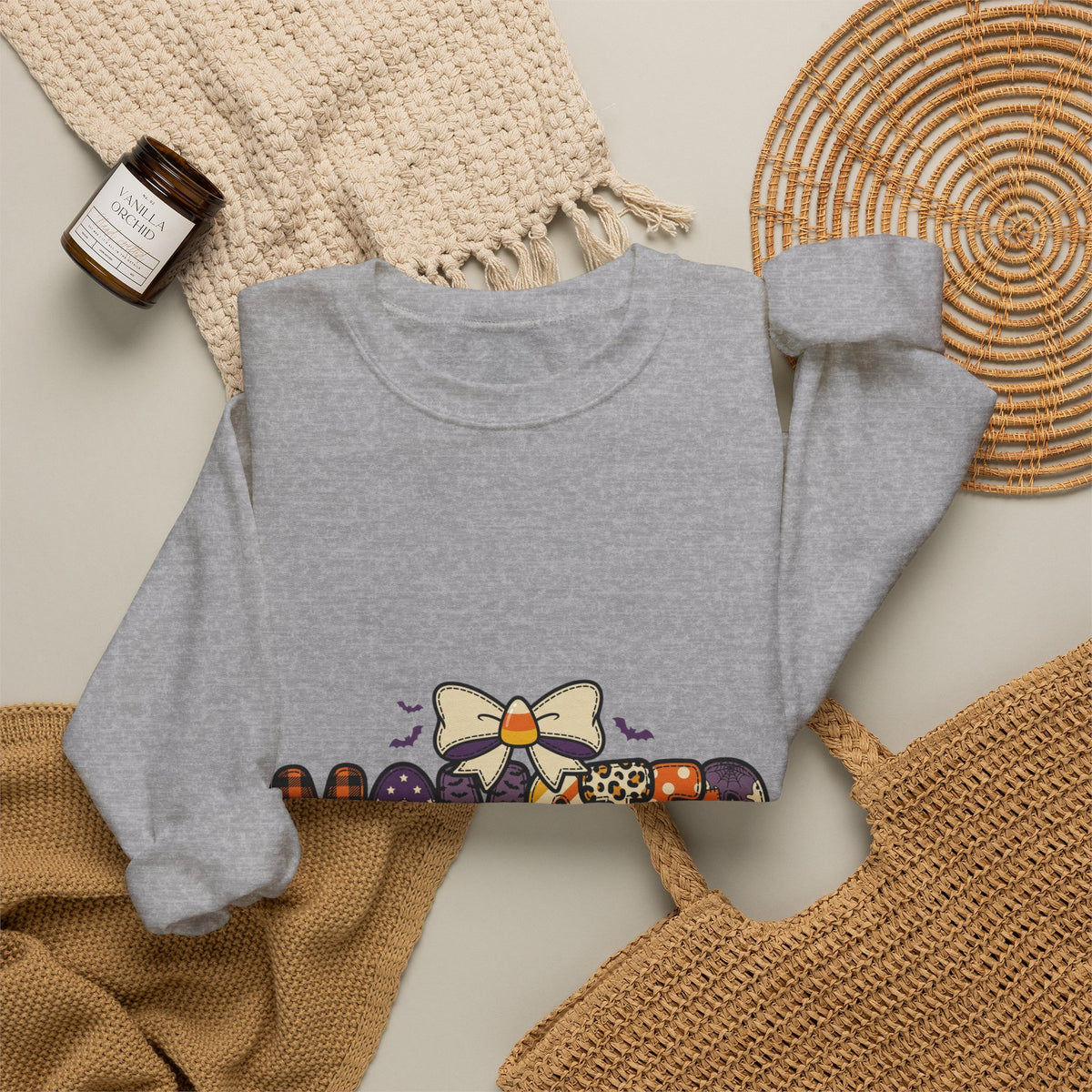 Momster Halloween Crewneck Sweatshirt | spooky mom, purple orange