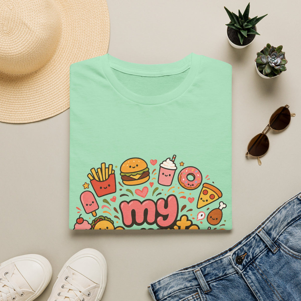 T-Shirt — "My Favourite Diet" Cute Junk Food Graphic Tee