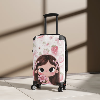 Copy of Cute Red Plaid Suitcase – Girl with Tulip Cute Travel Luggage