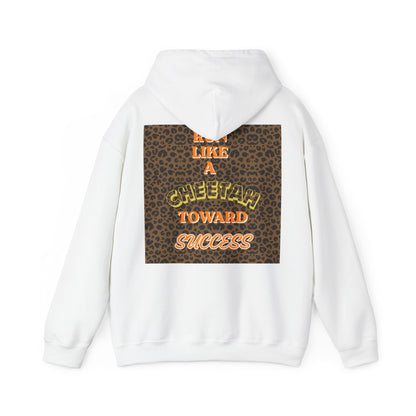 Minimalist Motivational Hoodie — “Move Like a Cheetah Toward Success” Leopard Print Motivational Hoodie