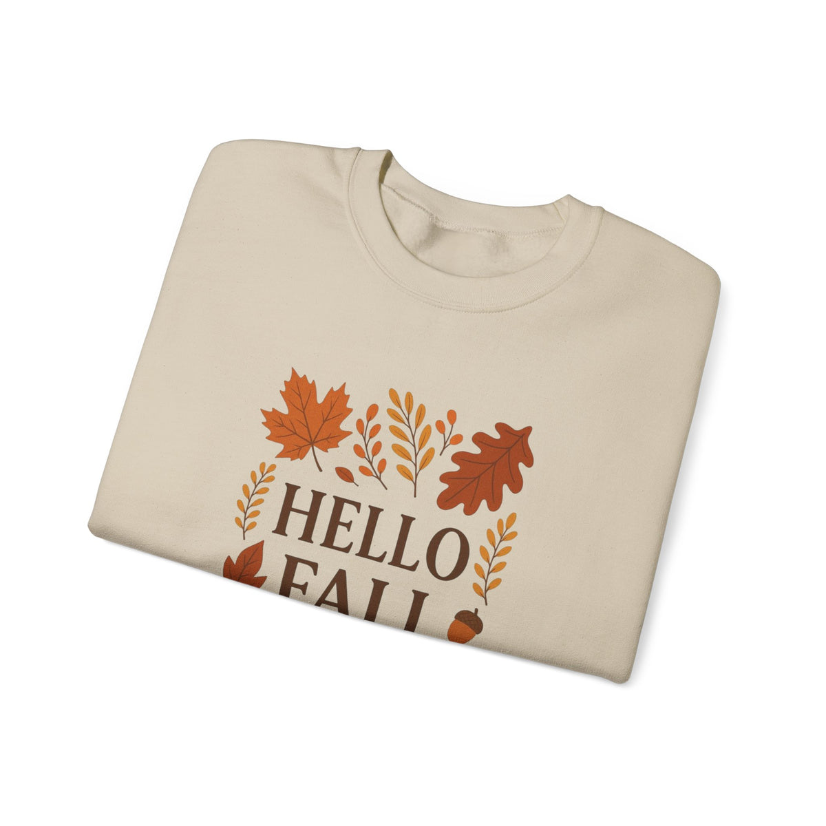 Hello Fall Crewneck Sweatshirt – Autumn Leaves Graphic Pullover