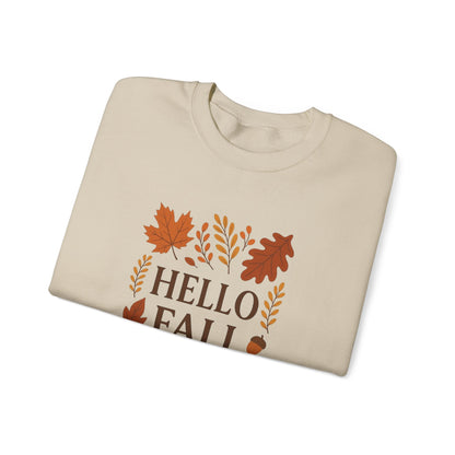 Hello Fall Crewneck Sweatshirt – Autumn Leaves Graphic Pullover