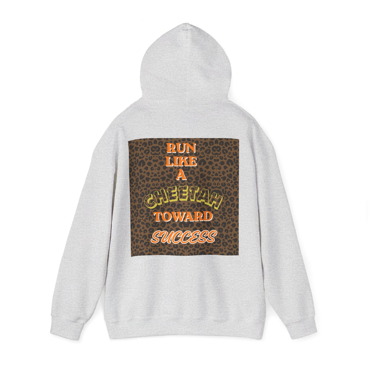 Minimalist Motivational Hoodie — “Move Like a Cheetah Toward Success” Leopard Print Motivational Hoodie
