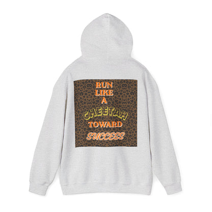 Minimalist Motivational Hoodie — “Move Like a Cheetah Toward Success” Leopard Print Motivational Hoodie