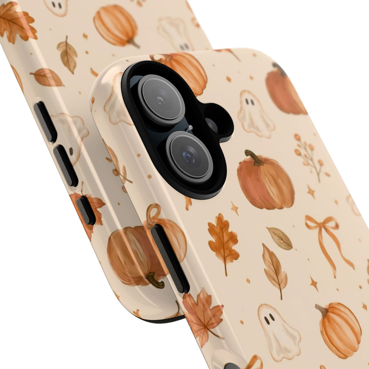 Minimalist_Autumn Pumpkin & Ghost Phone Case — Cute Fall Pattern