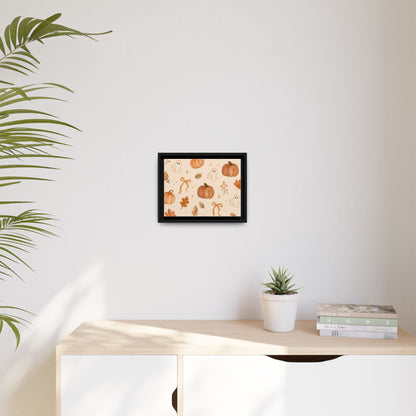 MINIMALIST| Wall art, Autumn Pumpkin & Ghost Framed Canvas — Halloween Fall Wall Art