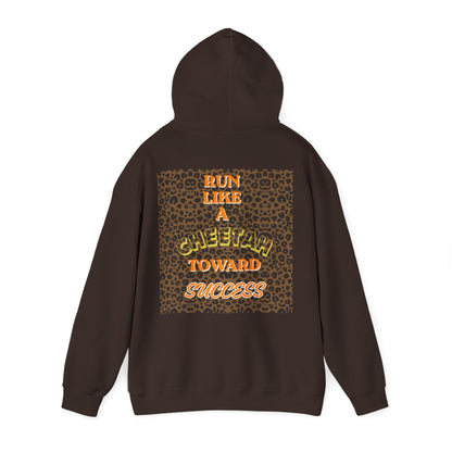 Minimalist Motivational Hoodie — “Move Like a Cheetah Toward Success” Leopard Print Motivational Hoodie