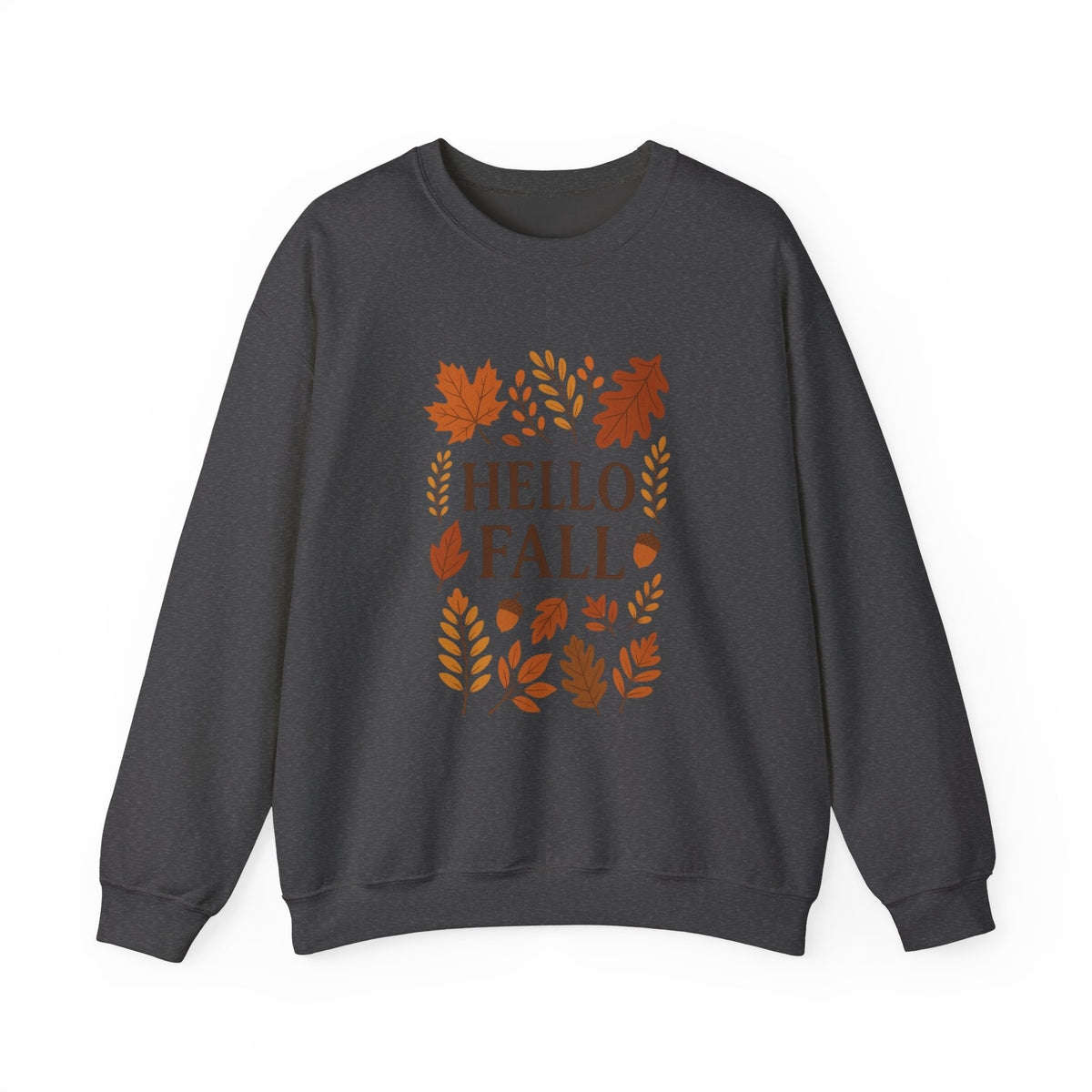 Hello Fall Crewneck Sweatshirt – Autumn Leaves Graphic Pullover