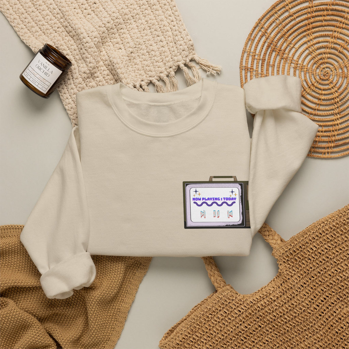 Viral Retro TV 'Now Playing Today' Crewneck Sweatshirt